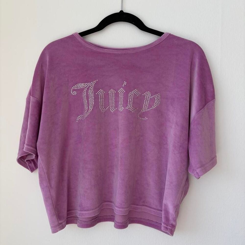 Juicy Couture Women's Rhinestone Purple Crop-top